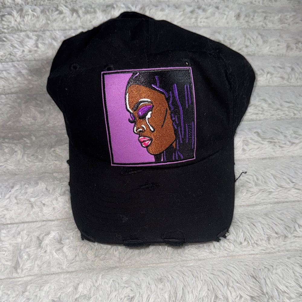 Dad Hats Black with Purple Portrait Patch